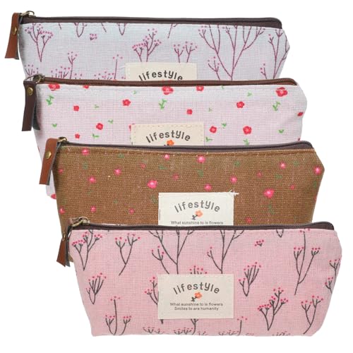 Apausvcm 4 Stück Kleiner Geldbeutel Damen,Mini Geldbeutel Täschchen,Klein Mini Canvas Geldbörse mit Reißverschluss,Niedliche Leinwand Brieftasche,Schminktasche Münztaschen,für Karten Schlüssel von Apausvcm