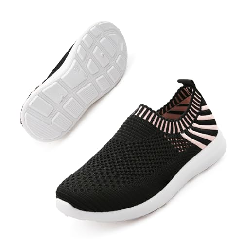 Apawwa Kinder Schuhe für Mädchen und Jungs - Turnschuhe Sportschuhe Slip On Laufschuhe Leicht Hallenschuhe Sneakers Tennisschuhe für Unisex-Kinder Z48 Color B.Pink Size 37 von Apawwa