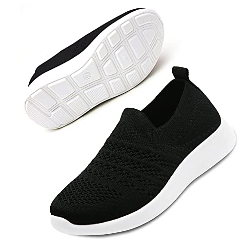 Apawwa Kinder Schuhe FüR MäDchen Und Jungs Kinder Turnschuhe Sportschuhe Slip On Laufschuhe Leicht Hallenschuhe Sneakers Tennisschuhe FüR Unisex-Kinder ZC30 Color Black Size 19 von Apawwa