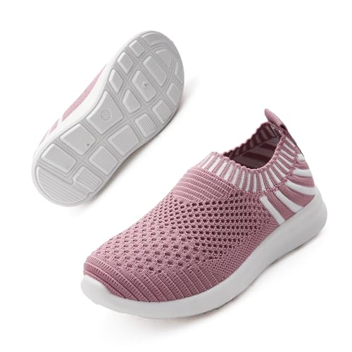 Apawwa Kinder Schuhe FüR MäDchen Und Jungs Kinder Turnschuhe Sportschuhe Slip On Laufschuhe Leicht Hallenschuhe Sneakers Tennisschuhe FüR Unisex-Kinder ZC47 Color Pink Size 26 von Apawwa