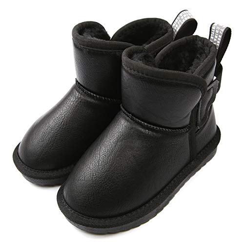 Apawwa Kinder Winterschuhe, Jungen Mädchen Schneestiefel, ND53 Black Size 20 von Apawwa