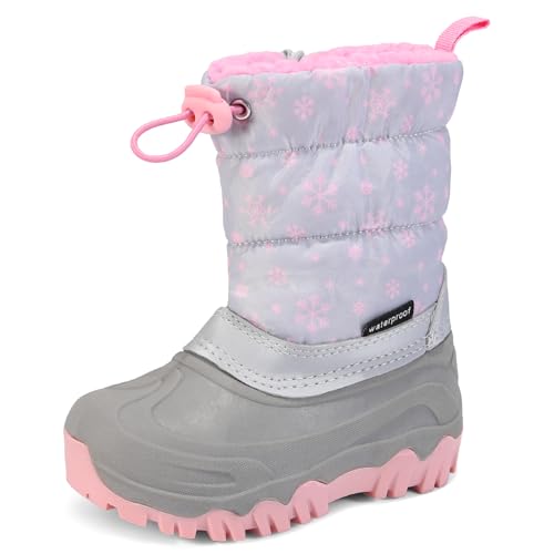 Apawwa Unisex Kinder Winterschuhe Outdoor Winterstiefel Jungen Warmfutter Schneestiefel Mädchen HD481 Color Pink Size 25 von Apawwa