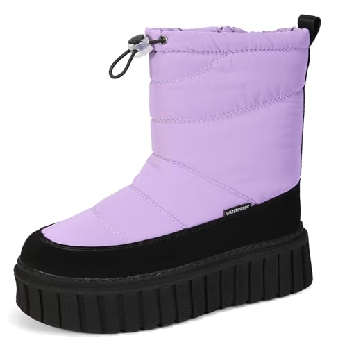Apawwa Unisex Kinder Winterschuhe Wasserdicht Mädchen Schnee Stiefel Jungen Outdoor Stiefel TJ1009 Color Purple Size 35 von Apawwa