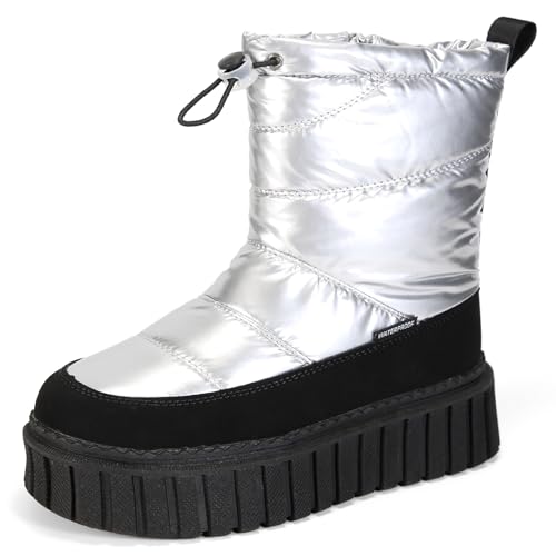 Apawwa Unisex Kinder Winterschuhe Wasserdicht Mädchen Schnee Stiefel Jungen Outdoor Stiefel TJ1009 Color Sliver Size 35 von Apawwa