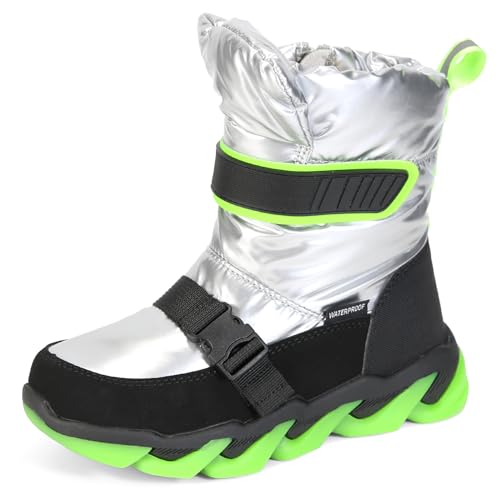 Apawwa Unisex Kinder Winterschuhe Wasserdicht Mädchen Schnee Stiefel Jungen Outdoor Stiefel TJ996P Color Green Size 29 von Apawwa