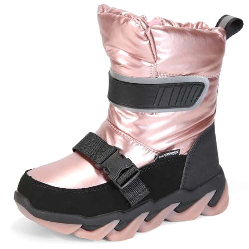 Apawwa Unisex Kinder Winterschuhe Wasserdicht Mädchen Schnee Stiefel Jungen Outdoor Stiefel TJ996P Color Pink Size 28 von Apawwa
