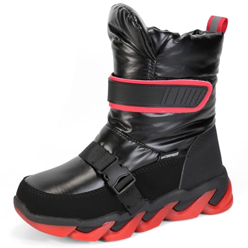 Apawwa Unisex Kinder Winterschuhe Wasserdicht Mädchen Schnee Stiefel Jungen Outdoor Stiefel TJ996P Color Red Size 29 von Apawwa