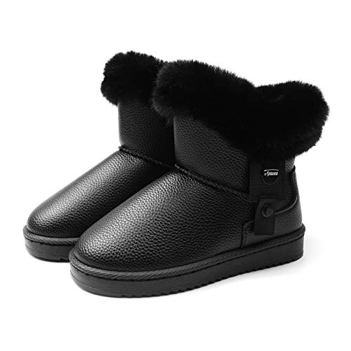 Apawwa Winterstiefel MäDchen Warm GefüTtert Boots MäDchen SchlüPfen Winterschuhe Kinder Komfortabel Schneestiefel MäDchen LD27 Color Black Size 22 von Apawwa