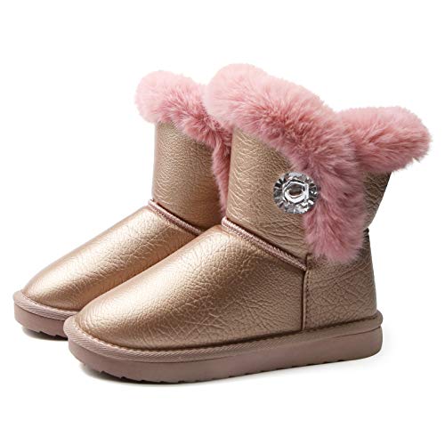 Apawwa Winterstiefel MäDchen Warm GefüTtert Boots MäDchen SchlüPfen Winterschuhe Kinder Komfortabel Schneestiefel MäDchen ND59 Color Pink Size 32 von Apawwa