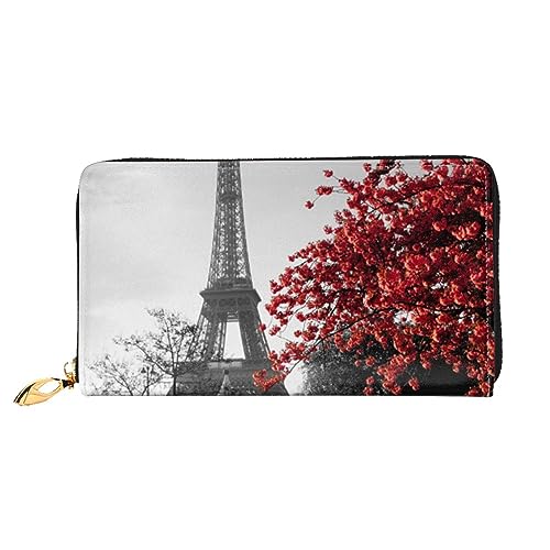 Apbdffjnf Atomic Stars Pattern Print Damen Geldbörse Leder Lange Geldbörse Reise Geldbörse Kreditkartenhalter Reißverschluss Geldbörse Handtasche, Grau Paris Tower, Einheitsgröße von Apbdffjnf