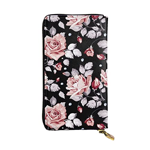 Apbdffjnf Atomic Stars Pattern Print Damen Geldbörse Leder Lange Geldbörse Reise Geldbörse Kreditkartenhalter Reißverschluss Geldbörse Handtasche, rosa blume, Einheitsgröße von Apbdffjnf