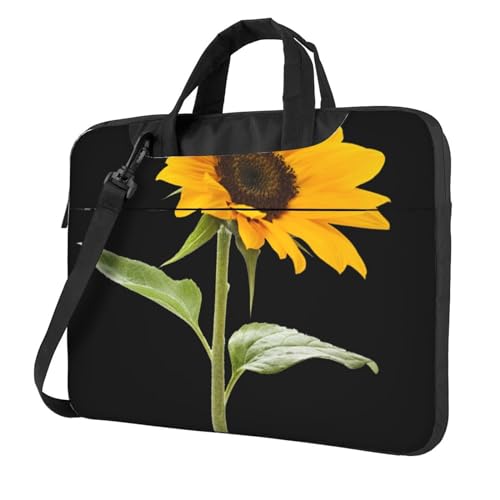 Apbdffjnf Bloom Sunflower Laptoptasche für Damen und Herren, Laptophülle, Computertasche, Aktentasche, Schultertasche mit Gurt, 33 cm, 35,6 cm, 39,6 cm (13 Zoll), Schwarz , 15.6 inch von Apbdffjnf