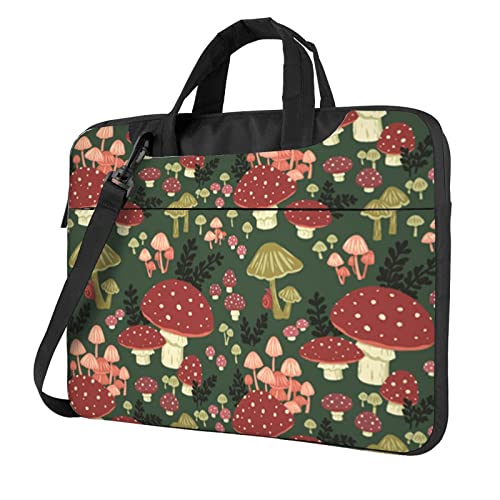 Apbdffjnf Bright Mushrooms Art Laptoptasche für Damen und Herren, Laptophülle, Computertasche, Aktentasche, Schultertasche mit Gurt, 33 cm, 35,6 cm, 39,6 cm, Schwarz , 15.6 inch von Apbdffjnf