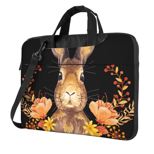 Apbdffjnf Bunny Rosette Laptoptasche für Damen und Herren, Laptophülle, Computertasche, Aktentasche, Schultertasche mit Gurt, 33 cm, 35,6 cm, 39,6 cm, Schwarz , 14 inch von Apbdffjnf