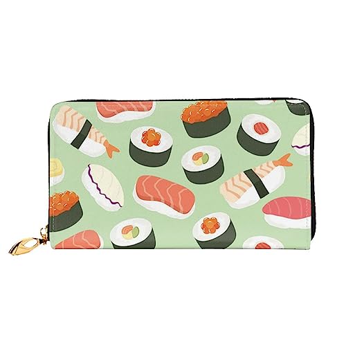 Apbdffjnf Cry Rabbit Damen-Geldbörse, Leder, lang, Reise-Geldbörse, Kreditkartenhalter, Reißverschluss, Handtasche, Sushi-Lebensmittelmuster, Einheitsgröße von Apbdffjnf