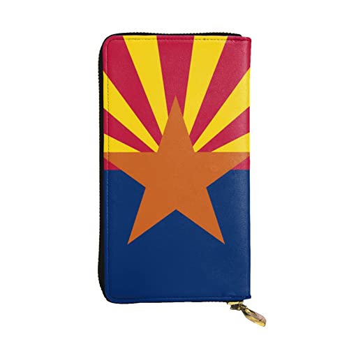 Apbdffjnf Damen-Geldbörse, Leder, lang, Reise-Geldbörse, Kreditkartenhalter, Reißverschluss, Schwarz / Grau / Weiß, Flagge Arizona, Einheitsgröße von Apbdffjnf