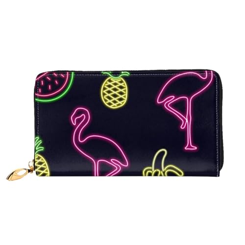 Apbdffjnf Damen-Geldbörse, Leder, lange Geldbörse, Reise-Geldbörse, Kreditkartenhalter, Reißverschluss, Motiv: Sternendivination Sternbild, Ananas Banane Flamingo, Einheitsgröße von Apbdffjnf