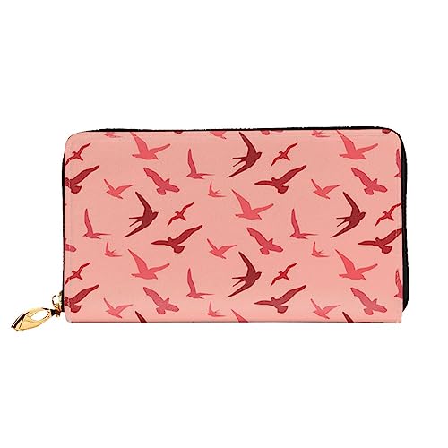 Apbdffjnf Damen-Geldbörse, klassisch, grün, gestreift, Leder, lange Geldbörse, Reisegeldbörse, Kreditkartenhalter, Reißverschluss, Handtasche, Cartoon-Vogel, Einheitsgröße von Apbdffjnf