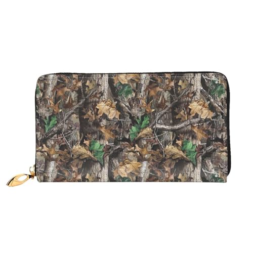 Apbdffjnf Damen-Geldbörse, klassisch, grün, gestreift, Leder, lange Geldbörse, Reisegeldbörse, Kreditkartenhalter, Reißverschluss, Handtasche, Cold Tree Camouflage, Einheitsgröße von Apbdffjnf