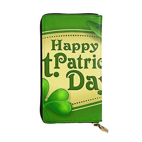 Apbdffjnf Damen-Geldbörse mit Hunde-Aufdruck, Leder, lang, Reise-Geldbörse, Kreditkartenhalter, Reißverschluss, Handtasche, Happy St. Patrick's Day, Einheitsgröße von Apbdffjnf