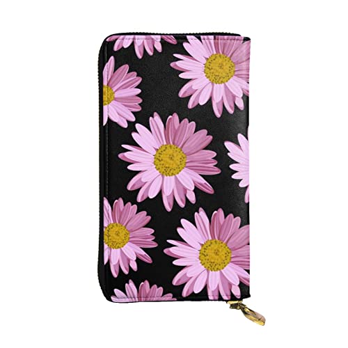 Apbdffjnf Damen-Geldbörse mit Kanada-Flaggen-Druck, Leder, lang, Reise-Geldbörse, Kreditkartenhalter, Reißverschluss, Handtasche, Gepunktete rosa Blume, Einheitsgröße von Apbdffjnf