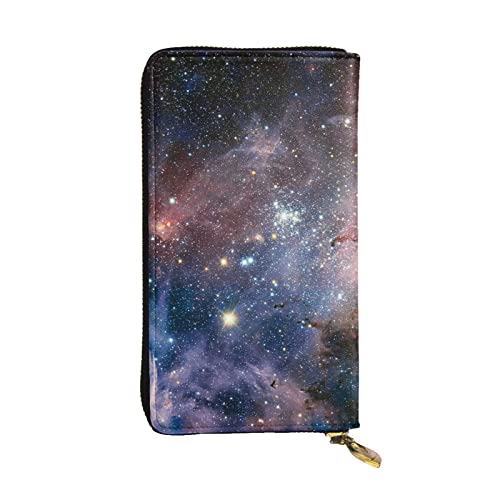 Apbdffjnf Damen-Geldbörse mit Kronen- und Lippen-Aufdruck, Leder, lang, Reise-Geldbörse, Kreditkartenhalter, Reißverschluss, Handtasche, Universe Milky Way Galaxy, Einheitsgröße von Apbdffjnf