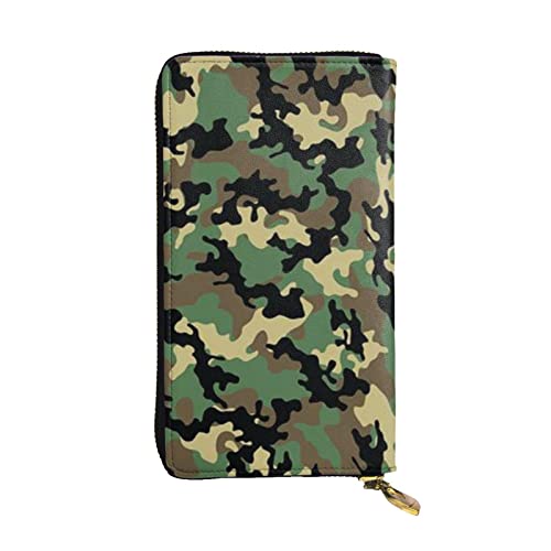 Apbdffjnf Damen-Geldbörse mit Kronen- und Lippen-Aufdruck, Leder, lang, Reise-Geldbörse, Kreditkartenhalter, Reißverschluss, Handtasche, camouflage, Einheitsgröße von Apbdffjnf