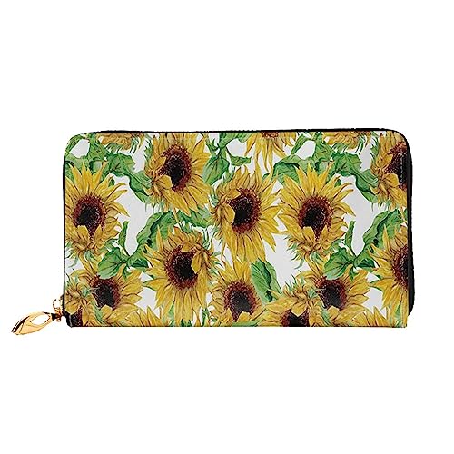 Apbdffjnf Damen-Geldbörse mit Sonnenuntergang am Strand und Ufer, Leder, lange Geldbörse, Reisegeldbörse, Kreditkartenhalter, Reißverschluss, Handtasche, sonnenblume, Einheitsgröße von Apbdffjnf