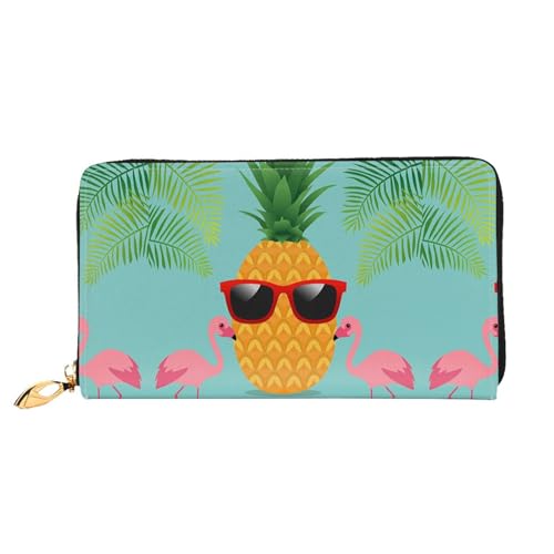 Apbdffjnf Damen-Geldbörse mit Totenkopf-Motiv, Leder, lang, Reise-Geldbörse, Kreditkartenhalter, Reißverschluss, Handtasche, Ananas Flamingo, Einheitsgröße von Apbdffjnf