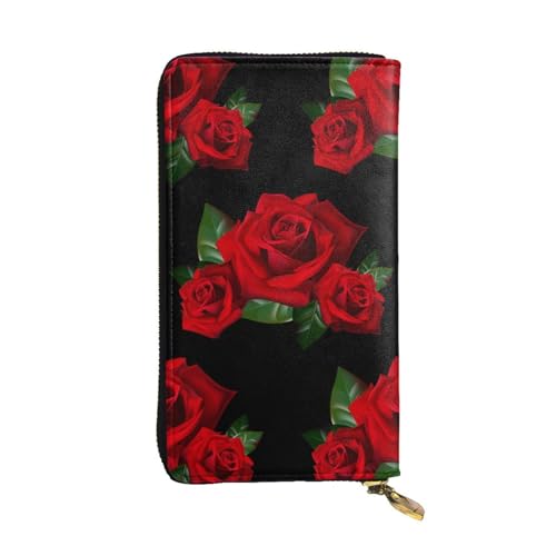 Apbdffjnf Damen-Geldbörse mit schönem Erdbeermuster, Leder, lang, Reise-Geldbörse, Kreditkartenhalter, Reißverschluss, Handtasche, Gothic Rose, Einheitsgröße von Apbdffjnf