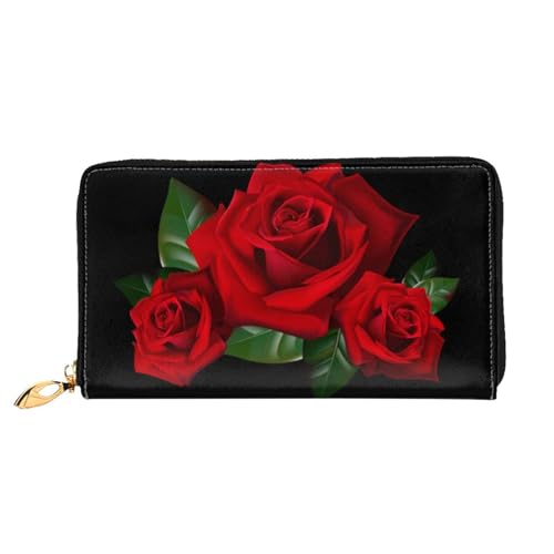 Apbdffjnf Damen-Geldbörse mit schönem Erdbeermuster, Leder, lang, Reise-Geldbörse, Kreditkartenhalter, Reißverschluss, Handtasche, Gothic Rose, Einheitsgröße von Apbdffjnf