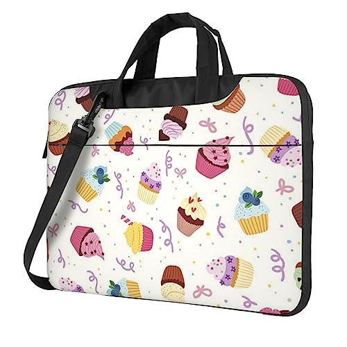 Apbdffjnf Delicious Cupcakes Laptoptasche für Damen und Herren, Laptophülle, Computertasche, Aktentasche, Schultertasche mit Gurt, 33 cm, 35,6 cm, 39,6 cm, Schwarz , 14 inch von Apbdffjnf