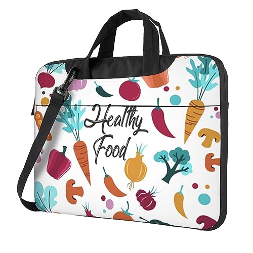 Apbdffjnf Healthy Food Laptoptasche für Damen und Herren, Laptophülle, Computertasche, Aktentasche, Schultertasche mit Gurt, 33 cm, 35,6 cm, 39,6 cm, Schwarz , 15.6 inch von Apbdffjnf