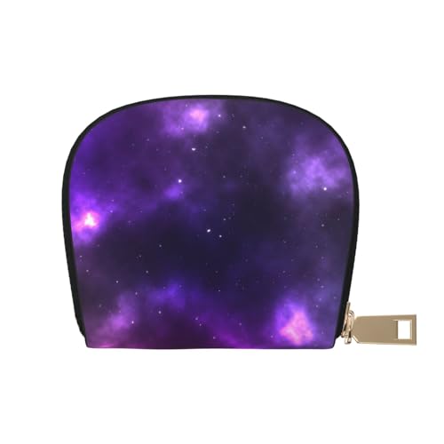 Apbdffjnf Kreditkartenetui aus Leder mit Hahn-Aufdruck, Ausweis, Visitenkartenetui, Geldbörse, kleine Geldbörse mit Reißverschluss, für Damen und Herren, Magic Galaxy Sky Purple, Einheitsgröße von Apbdffjnf