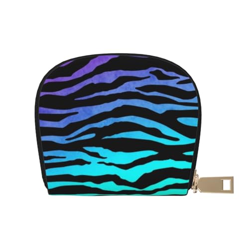 Apbdffjnf Kreditkartenetui aus Leder mit Herz-Aufdruck, für Ausweis, Visitenkarten, Geldbörse, kleine Geldbörse mit Reißverschluss, für Damen und Herren, Lila Blau Grün Camouflage Zebra Streifen, von Apbdffjnf