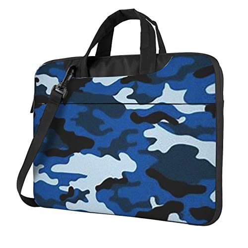 Apbdffjnf Laptoptasche für Damen und Herren, Laptoptasche, Aktentasche, Schultertasche, mit Gurt, 33 cm, 35,6 cm, Blau, Schwarz , 15.6 inch von Apbdffjnf