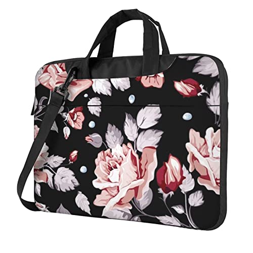 Apbdffjnf Laptoptasche für Damen und Herren, Laptoptasche, Aktentasche, Schultertasche, mit Gurt, 33 cm, 35,6 cm, Rosa, Schwarz , 14 inch von Apbdffjnf