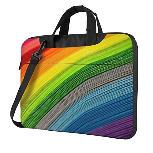 Apbdffjnf Laptoptasche für Damen und Herren, Regenbogenfarben, gestreift, Laptoptasche, Aktentasche, Schultertasche mit Gurt, 33 - 35,6 cm (13 - 14 - 15,6 Zoll), Schwarz , 15.6 inch von Apbdffjnf