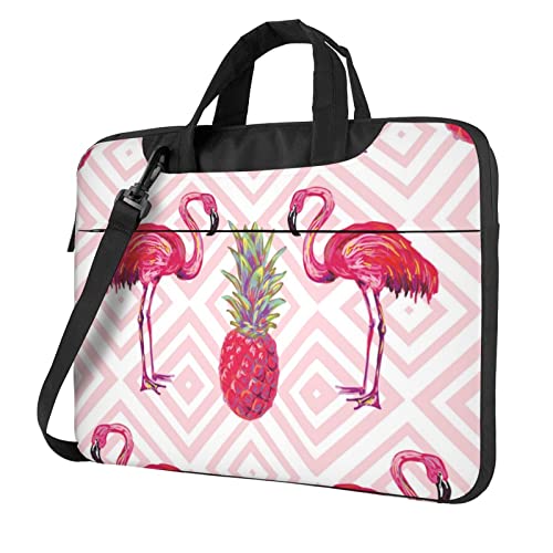 Apbdffjnf Laptoptasche mit Flamingo-Ananas-Design, für Damen und Herren, Laptoptasche, Aktentasche, Schultertasche mit Gurt, 33 cm, 35,6 cm, 39,6 cm, Schwarz , 15.6 inch von Apbdffjnf