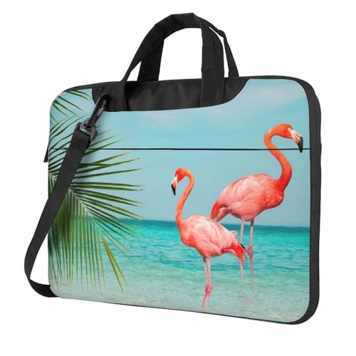 Apbdffjnf Laptoptasche mit Flamingo im Wasser für Damen und Herren, Laptophülle, Computertasche, Aktentasche, Schultertasche mit Gurt, 33 - 35,6 cm (13 - 14 - 15,6 Zoll), Schwarz , 13 inch von Apbdffjnf