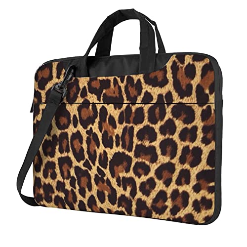 Apbdffjnf Laptoptasche mit Leopardenmuster, für Damen und Herren, Laptophülle, Computertasche, Aktentasche, Schultertasche mit Gurt, 33 cm, 35,6 cm, 39,6 cm, Schwarz , 15.6 inch von Apbdffjnf