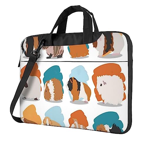 Apbdffjnf Laptoptasche mit Meerschweinchen-Illustration, für Damen und Herren, Laptophülle, Computertasche, Aktentasche, Schultertasche mit Gurt, 33 - 35,6 cm (13 - 14 - 15,6 Zoll), Schwarz , 13 inch von Apbdffjnf