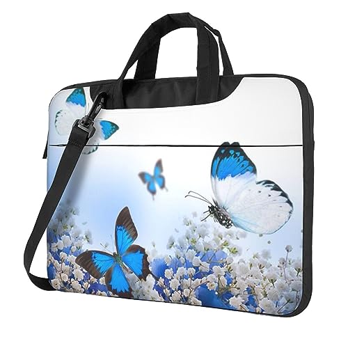 Apbdffjnf Laptoptasche mit Schmetterlingsmotiv, für Damen und Herren, Laptophülle, Computertasche, Aktentasche, Schultertasche mit Gurt, 33 cm, 35,6 cm, 39,6 cm (13 Zoll), Schwarz , 13 inch von Apbdffjnf