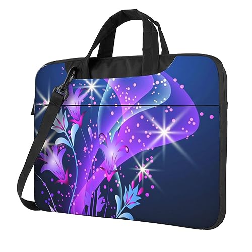 Apbdffjnf Laptoptasche mit Schmetterlingsmotiv, für Damen und Herren, Laptoptasche, Aktentasche, Schultertasche mit Gurt, 33 cm, 35,6 cm, 39,6 cm, Violett, Schwarz , 13 inch von Apbdffjnf