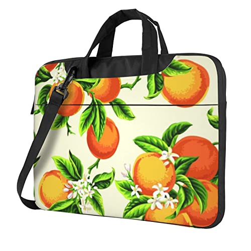 Apbdffjnf Laptoptasche mit gelben Blüten und orangefarbenen Früchten für Damen und Herren, Laptophülle, Computertasche, Aktentasche, Schultertasche mit Gurt, 33 cm, 35,6 cm, 39,6 cm, Schwarz , 15.6 von Apbdffjnf