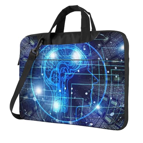 Apbdffjnf Laptoptasche mit künstlicher Intelligenz, Gehirn, für Damen und Herren, Laptophülle, Computertasche, Aktentasche, Schultertasche mit Gurt, 33 cm, 35,6 cm, 39,6 cm, Schwarz , 15.6 inch von Apbdffjnf