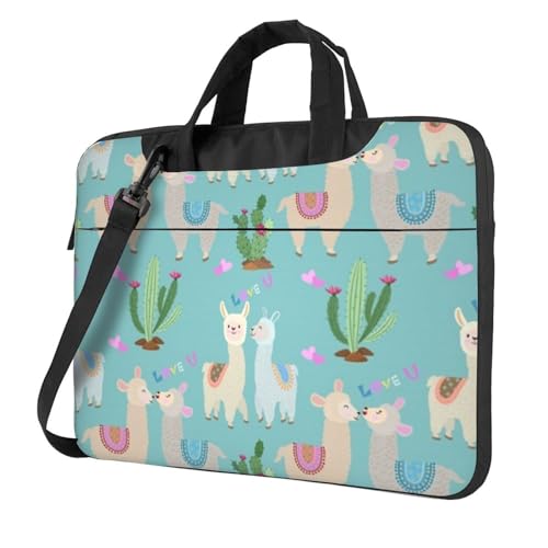 Apbdffjnf Laptoptasche mit niedlichem Alpaka-Herzmotiv, für Damen und Herren, Laptophülle, Computertasche, Aktentasche, Schultertasche mit Gurt, 33 cm, 35,6 cm, 39,6 cm (13 Zoll), Schwarz , 13 inch von Apbdffjnf