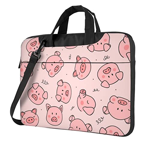 Apbdffjnf Laptoptasche mit niedlichem Schweinchen-Motiv, für Damen und Herren, Laptoptasche, Aktentasche, Schultertasche mit Gurt, 33 cm, 35,6 cm, 39,6 cm (13 Zoll), Schwarz , 14 inch von Apbdffjnf