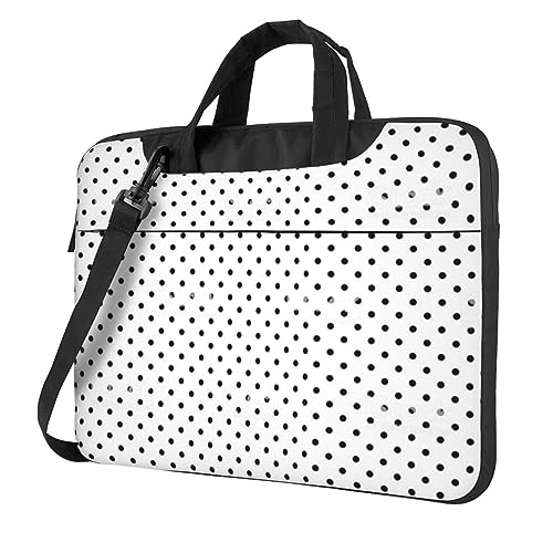 Apbdffjnf Laptoptasche mit rundem Punkt, für Damen und Herren, Laptophülle, Computertasche, Aktentasche, Schultertasche mit Gurt, 33 cm, 35,6 cm, 39,6 cm, Schwarz, Schwarz , 13 inch von Apbdffjnf