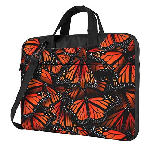 Apbdffjnf Monarch Butterflies Laptoptasche für Damen und Herren, Laptophülle, Computertasche, Aktentasche, Schultertasche mit Gurt, 33 cm, 35,6 cm, 39,6 cm, Schwarz , 13 inch von Apbdffjnf